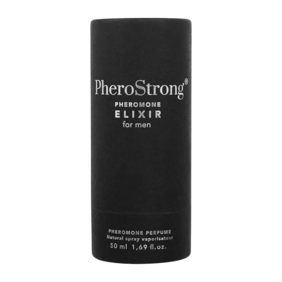 Parfum cu feromoni PHEROSTRONG Elixir. pentru bărbați. cu note de lemn de santal. ylang-ylang și trandafir bulgar. negru. 50 ml