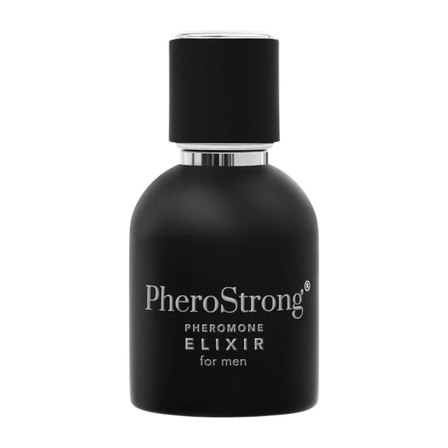 Parfum cu feromoni PHEROSTRONG Elixir. pentru bărbați. cu note de lemn de santal. ylang-ylang și trandafir bulgar. negru. 50 ml