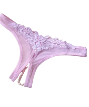 Pearls Embroidered | Pink l Thong l Crouch less l Ice Silk