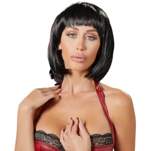 Perucă sexy COTTELLI Accessoires. pentru jocuri erotice și costume roleplay. bob scurt cu breton. culoarea negru