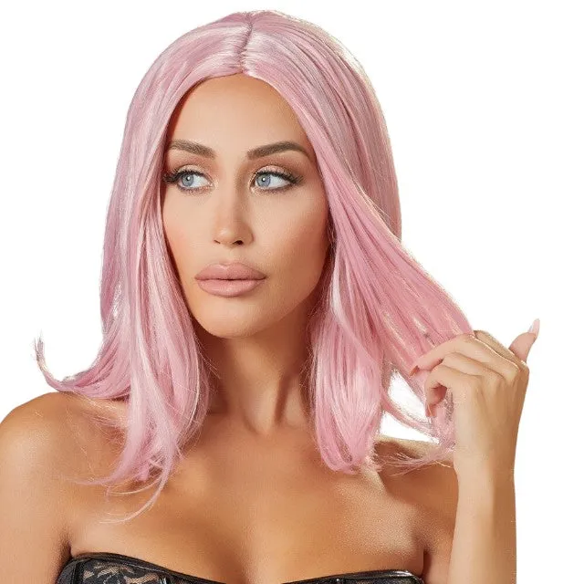 Perucă sexy COTTELLI Accessoires. pentru jocuri erotice și costume roleplay. lungime bob până la umăr. culoarea roz pastel