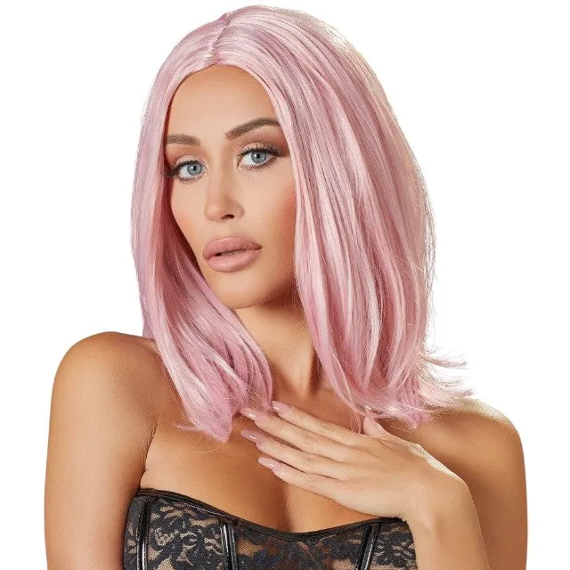 Perucă sexy COTTELLI Accessoires. pentru jocuri erotice și costume roleplay. lungime bob până la umăr. culoarea roz pastel