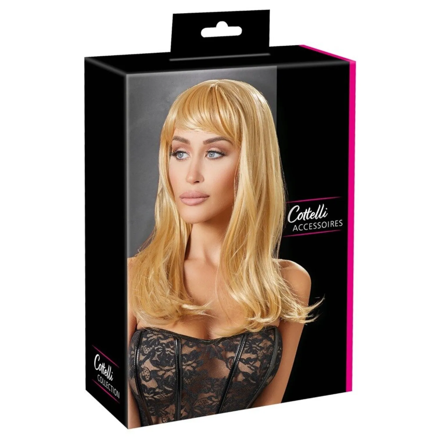 Perucă sexy COTTELLI Accessoires. pentru jocuri erotice și costume roleplay. păr lung și drept cu breton. culoarea blond