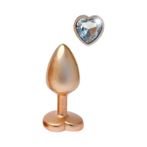 Plug anal DREAMTOYS Pearl Gold Plug. cu bază în formă de inimă. lungime 7.1 cm. diametru 2.7 cm. auriu. mărime S