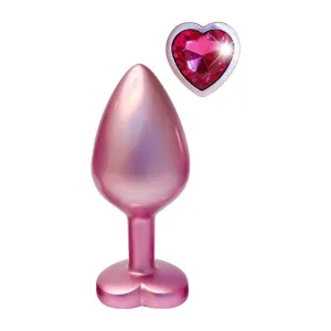 Plug anal DREAMTOYS Pearl Pink Plug. cu bază în formă de inimă. lungime 8.3 cm. diametru 3.4 cm. roz. mărime M