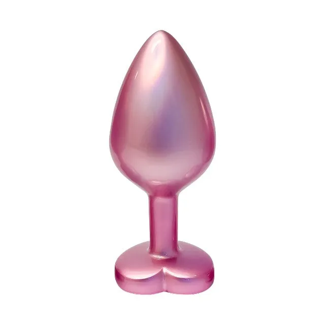 Plug anal DREAMTOYS Pearl Pink Plug. cu bază în formă de inimă. lungime 8.3 cm. diametru 3.4 cm. roz. mărime M