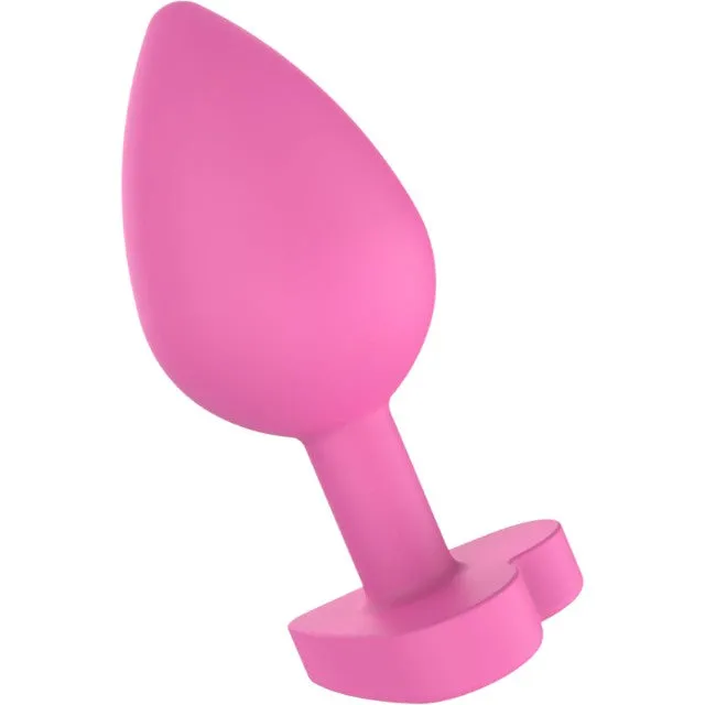 Plug anal TOYJOY Anal Play Booty Sweethearts. cu mesaj „Let's Fuck pe baza în formă de inimă. diametru 3.5 cm. roz