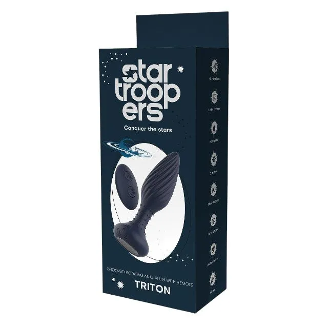 Plug anal vibrator DREAMTOYS Startroopers Triton. control prin telecomandă. 10 funcții de vibrație. lungime 15.2 cm. albastru