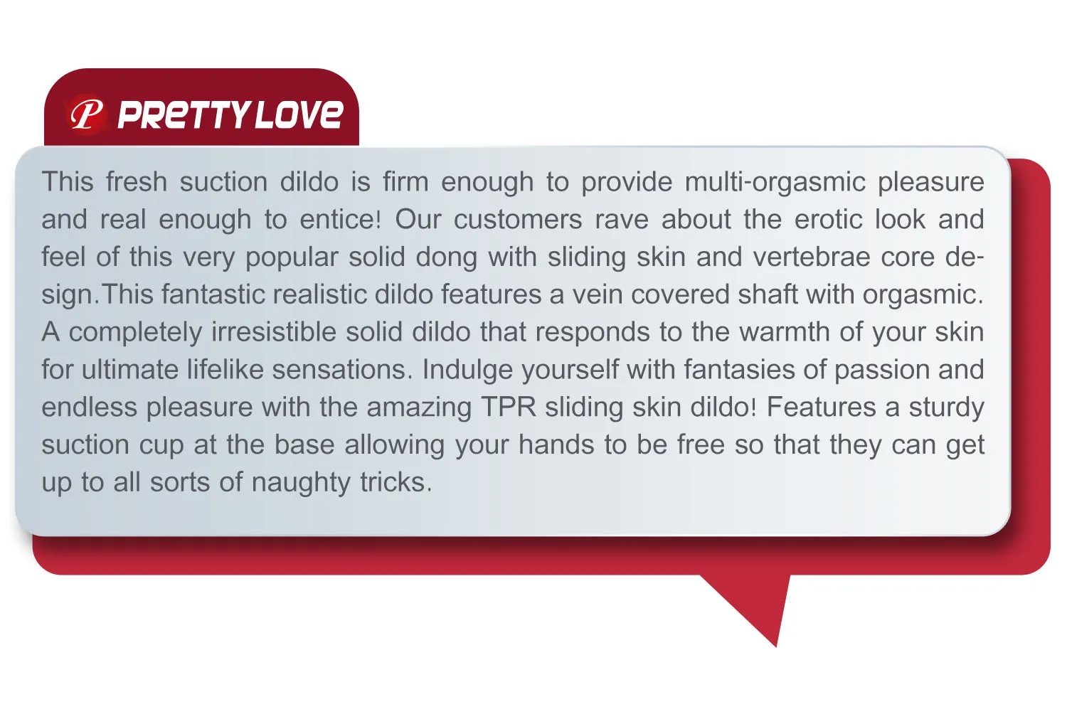 Pretty Love Sliding Skin Dildo 8.1 Realistic Veined Suction Cup Dong Flesh