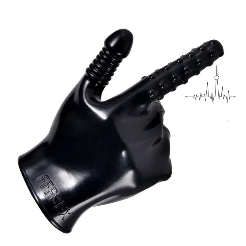 Rimba 2 In 1  |  Ribbed Finger Sleeve Glove | Vibrating G-Spot | Medical Grade Silicone