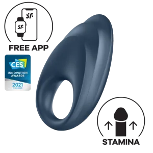 Satisfyer - Powerful One App-Controlled Silicone Cock Ring (Blue Black)