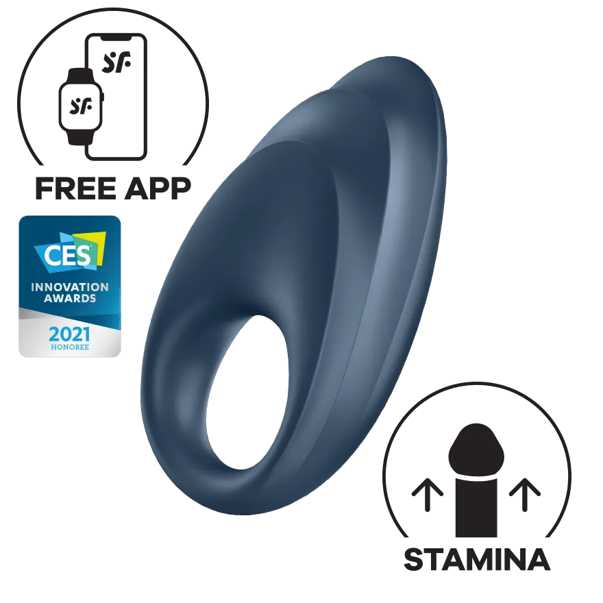 Satisfyer - Powerful One App-Controlled Silicone Cock Ring (Blue Black)