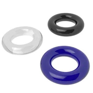 Set 3 inele pentru penis POWER PLUS Triple Beaded Ring Set. din TPE. diametru 1.8 cm. culori albastru. alb și negru