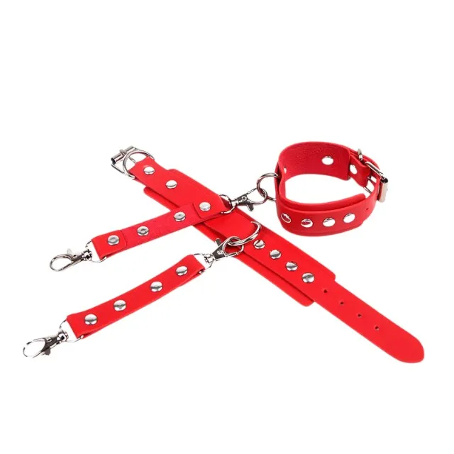 Set pentru jocuri erotice SUBBLIME Handcuffs with Bondage Belt. curea BDSM cu ham și cătușe. culoare roșu. model 953706