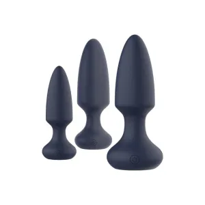 Set plug anal vibrator DREAMTOYS Startroopers Mars. 3 dopuri cu 10 funcții de vibrație. 13.5 cm – 16.5 cm. albastru