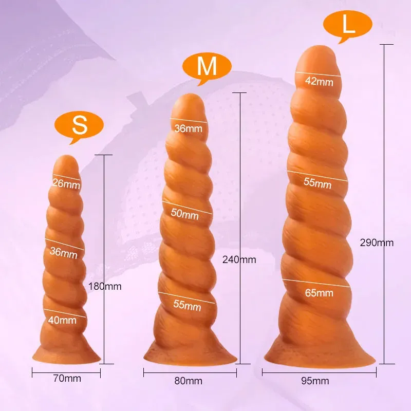 Silicone Anal Dildo Butt Plug - Big Spiral Anal Plug Vaginal Prostate Massager