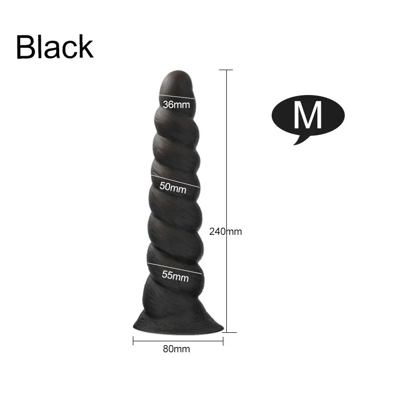Silicone Anal Dildo Butt Plug - Big Spiral Anal Plug Vaginal Prostate Massager