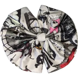 Skull Fabric Hair Bow