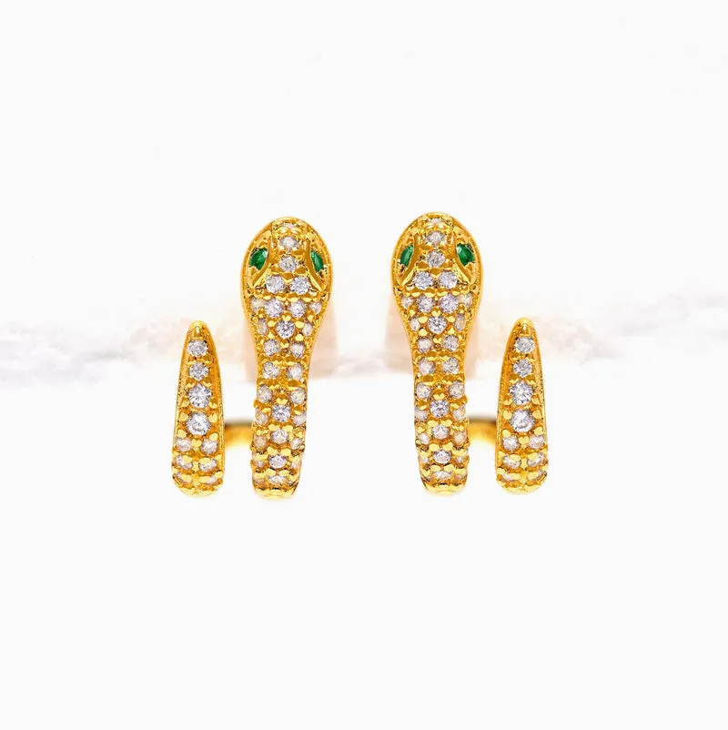 Snake Pavé Hoops - Gold Earrings