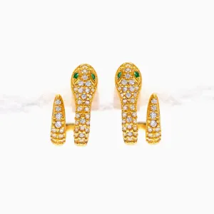 Snake Pavé Hoops - Gold Earrings