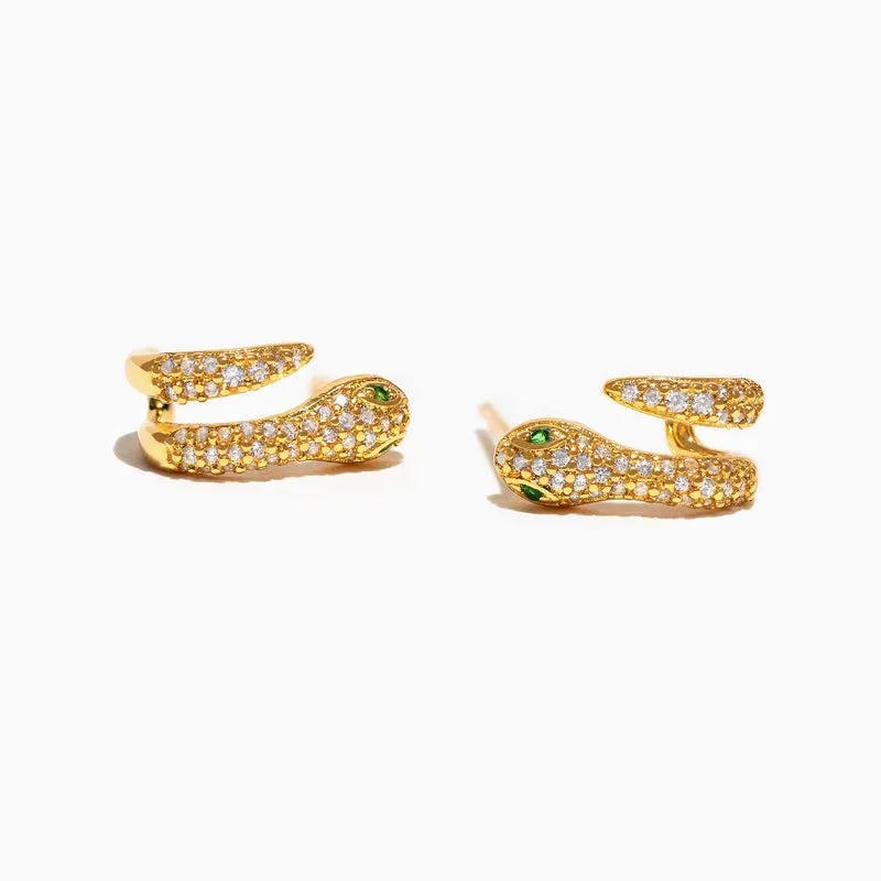 Snake Pavé Hoops - Gold Earrings