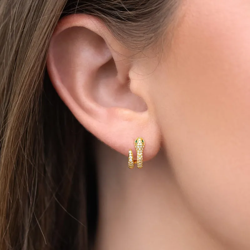Snake Pavé Hoops - Gold Earrings