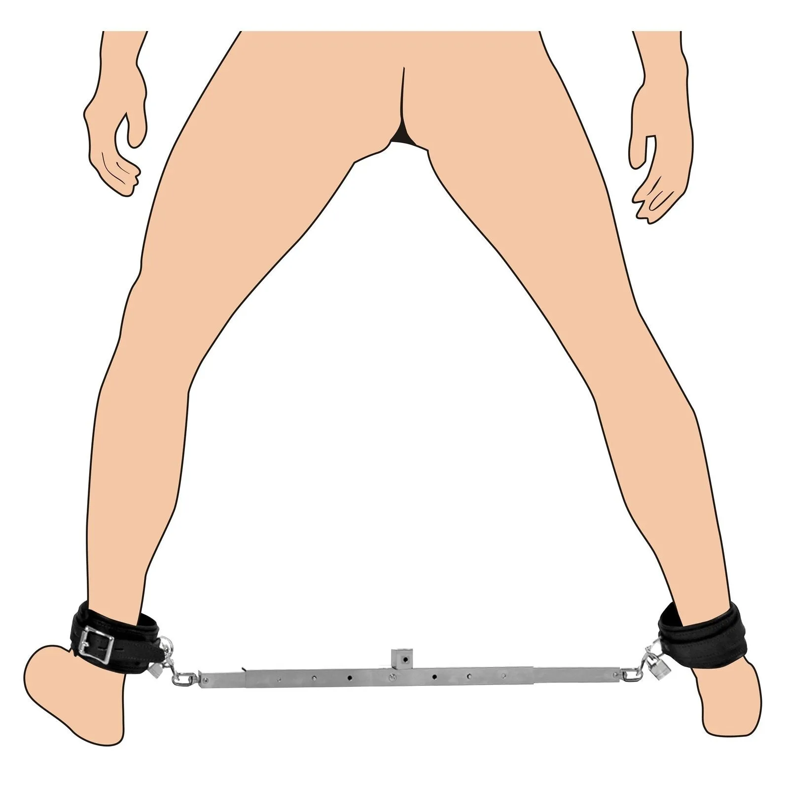 Squat Anal Impaler With Spreader Bar And Cuffs
