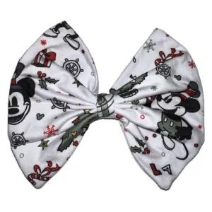 Steamboat Willie Mouse Holiday Fabric Hair Bow *