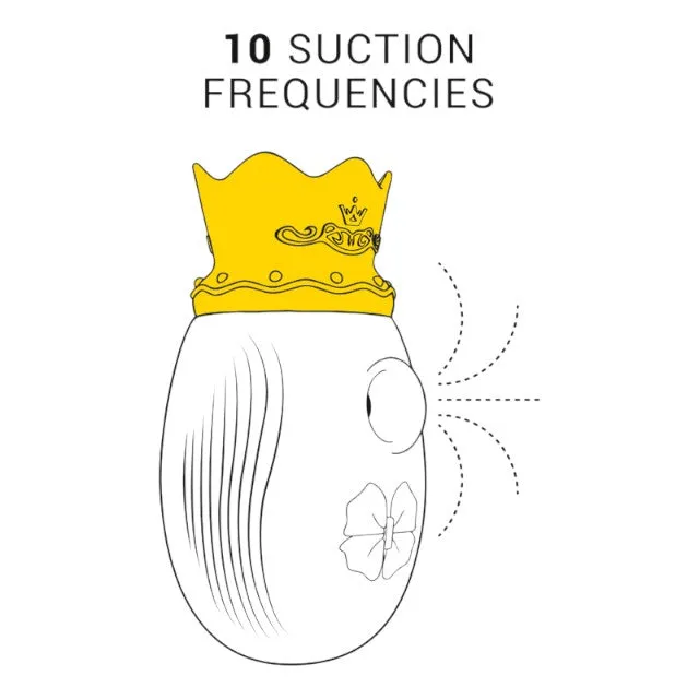 Stimulator clitoris INTENSE Clit Stimulator. design cu coroană. cu funcție de simulare sex oral. 10 funcții de aspirare. roșu cu galben