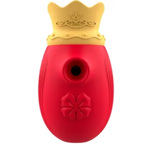 Stimulator clitoris INTENSE Clit Stimulator. design cu coroană. cu funcție de simulare sex oral. 10 funcții de aspirare. roșu cu galben
