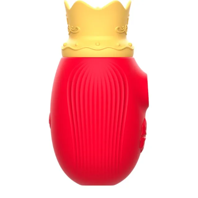 Stimulator clitoris INTENSE Clit Stimulator. design cu coroană. cu funcție de simulare sex oral. 10 funcții de aspirare. roșu cu galben