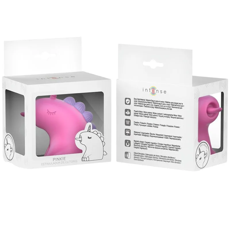 Stimulator clitoris INTENSE PINKIE. in forma de unicorn. cu functii de vibratie reglabile. rezistent la apa IPX7. culoarea fucsia