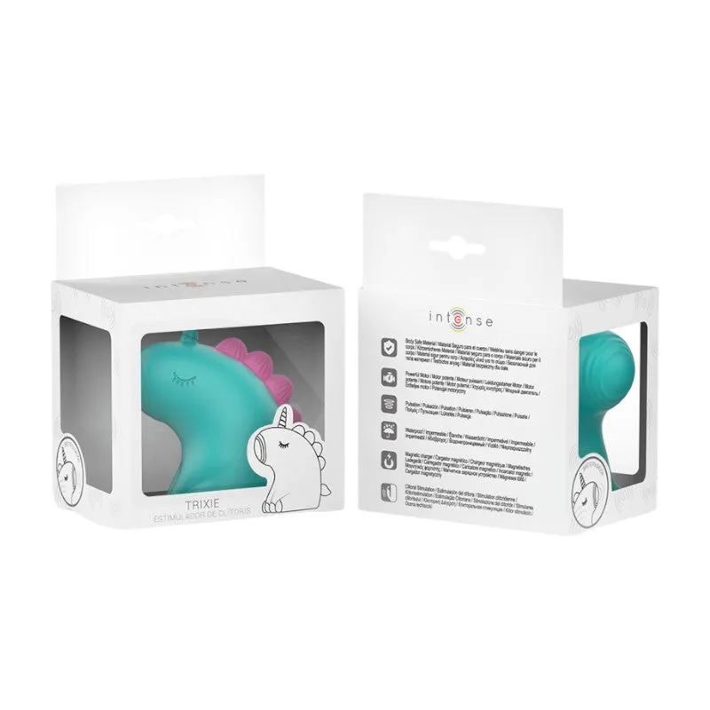 Stimulator clitoris INTENSE TRIXIE. in forma de unicorn. cu functii de vibratie reglabile. rezistent la apa IPX7. culoarea verde