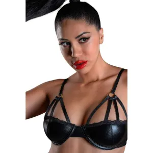 Sutien sexy DARING INTIMATES Wetlook Bra with Straps. design cu material lucios și bretele subțiri. negru. mărime L. model 75351