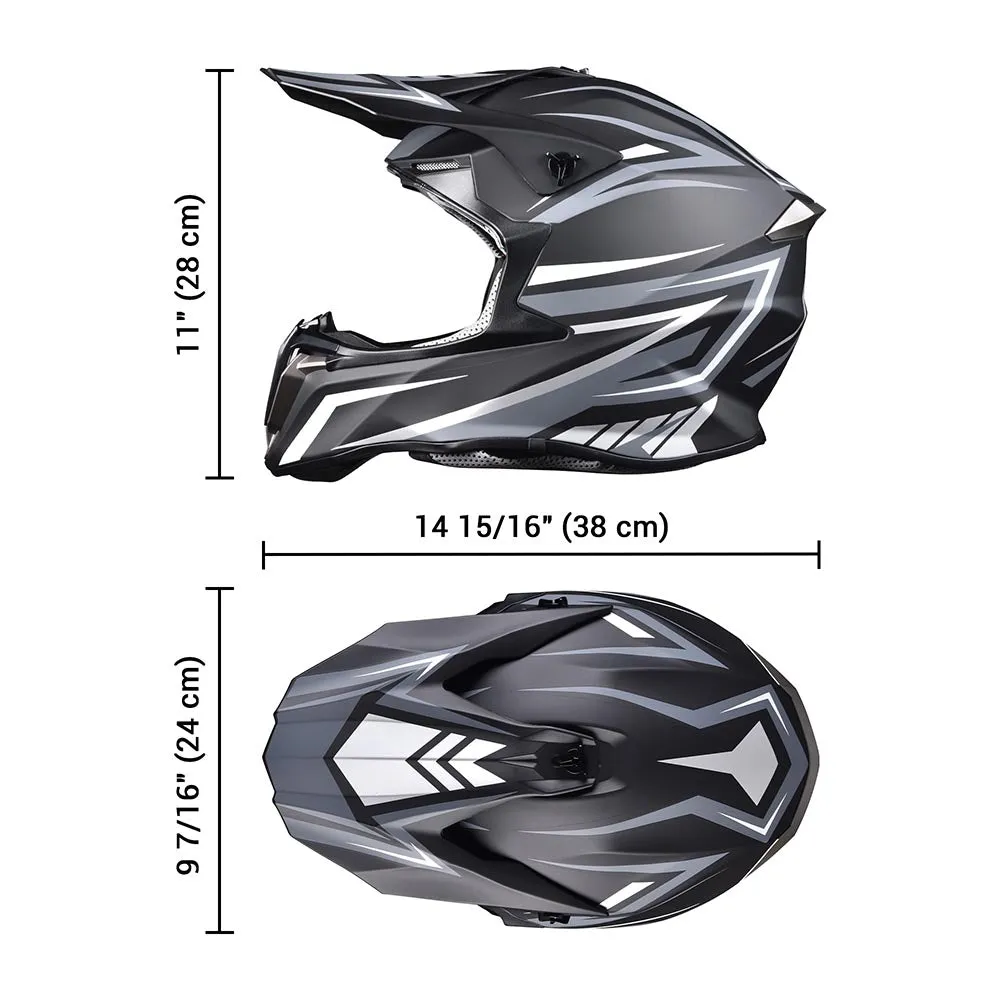 TheLAShop Black DOT Full Face Adult Offroad Helmet MX ATV Dirt Bike S-XL