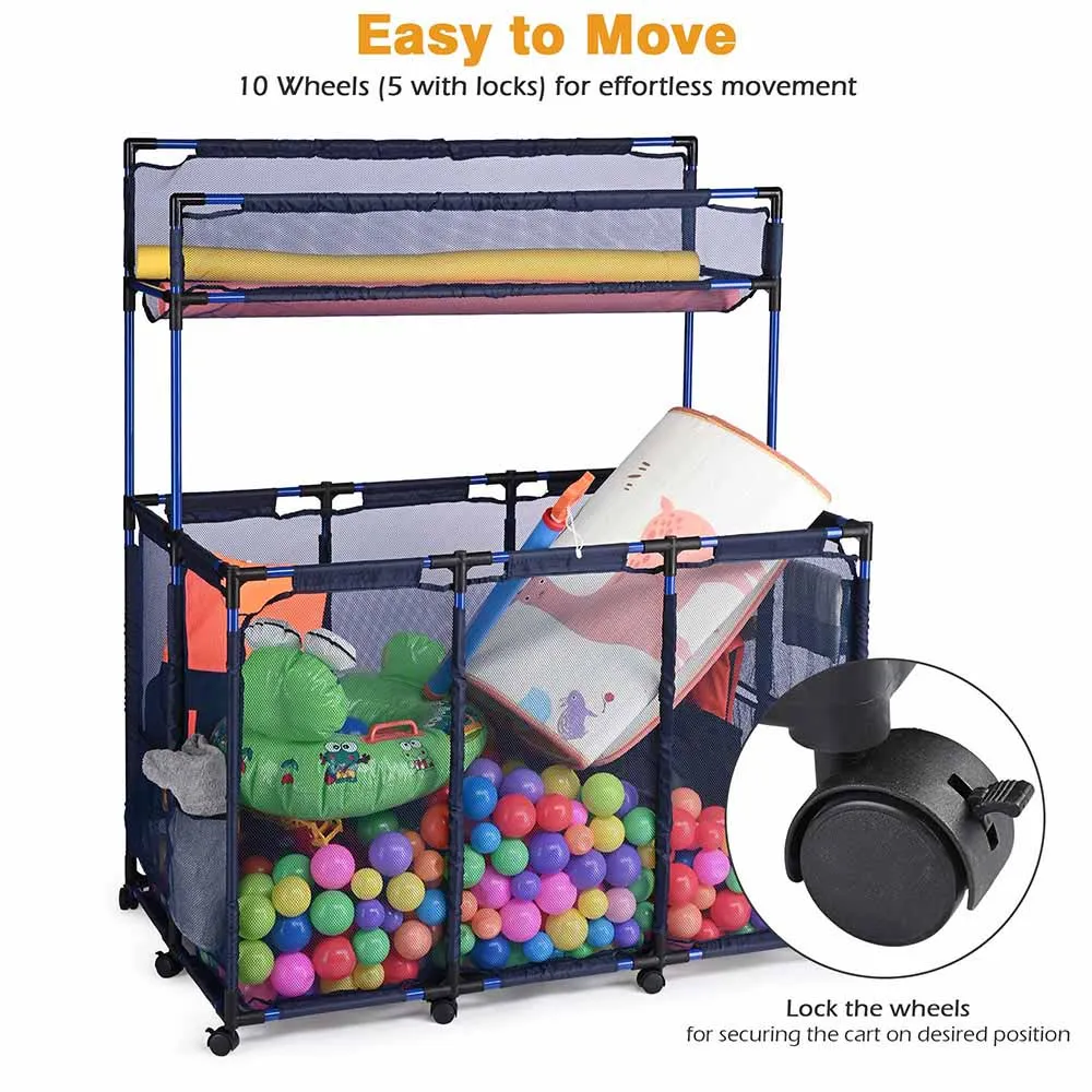 TheLAShop Rolling Pool Float Storage Noodles Toy Holder 50x30x61