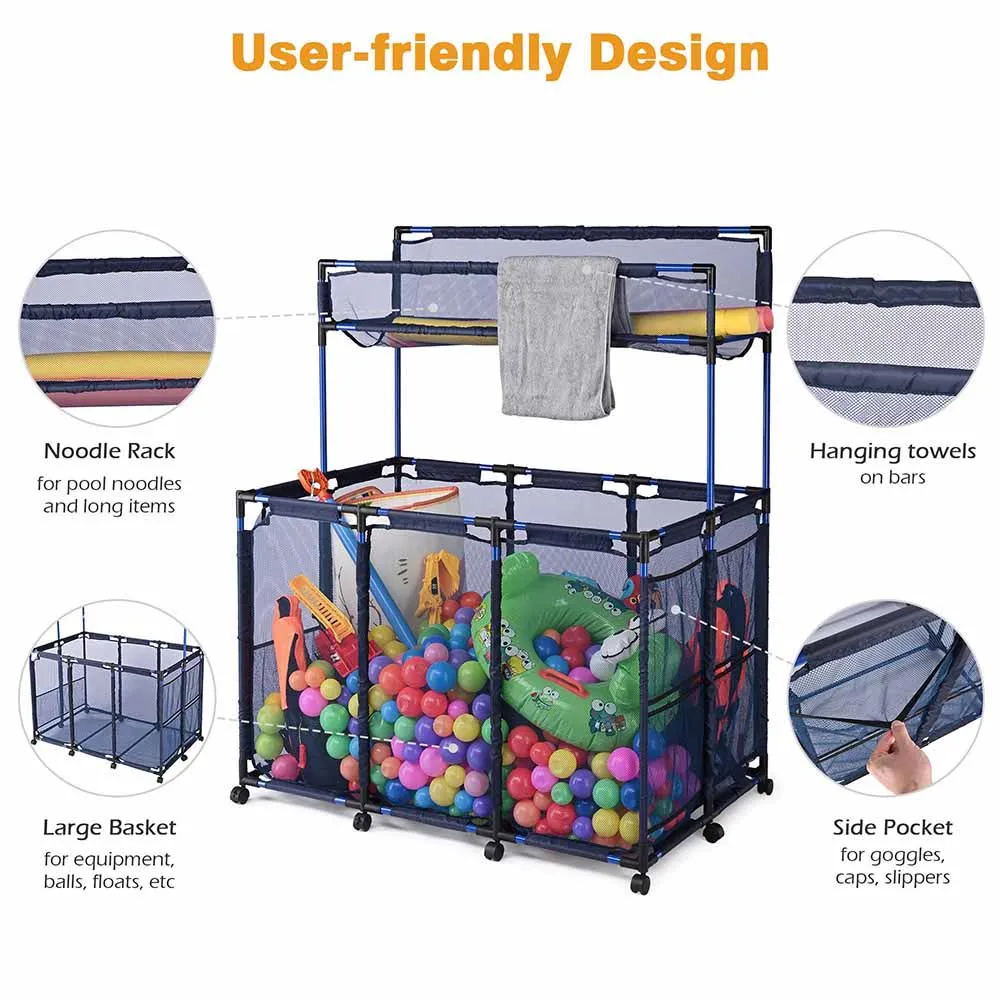TheLAShop Rolling Pool Float Storage Noodles Toy Holder 50x30x61