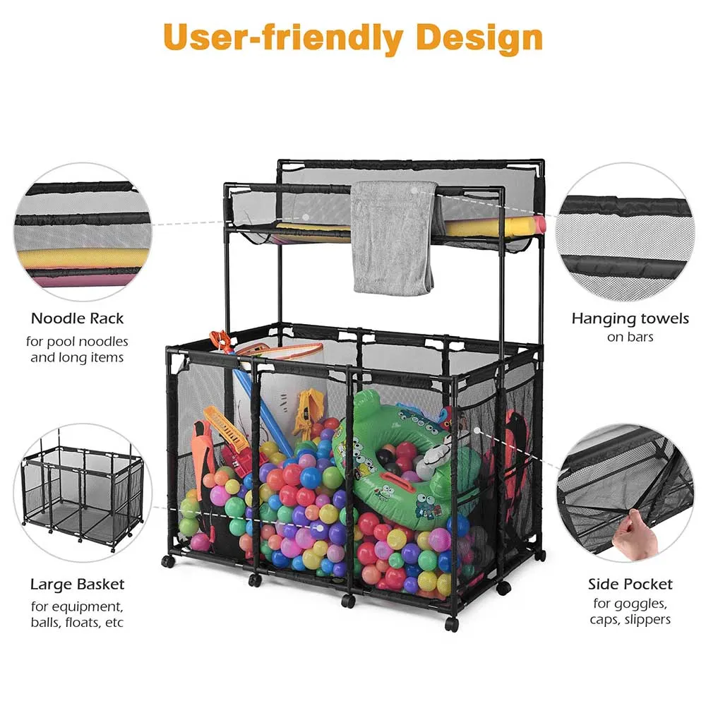 TheLAShop Rolling Pool Float Storage Towel Noodles Toy Holder 50x30x61