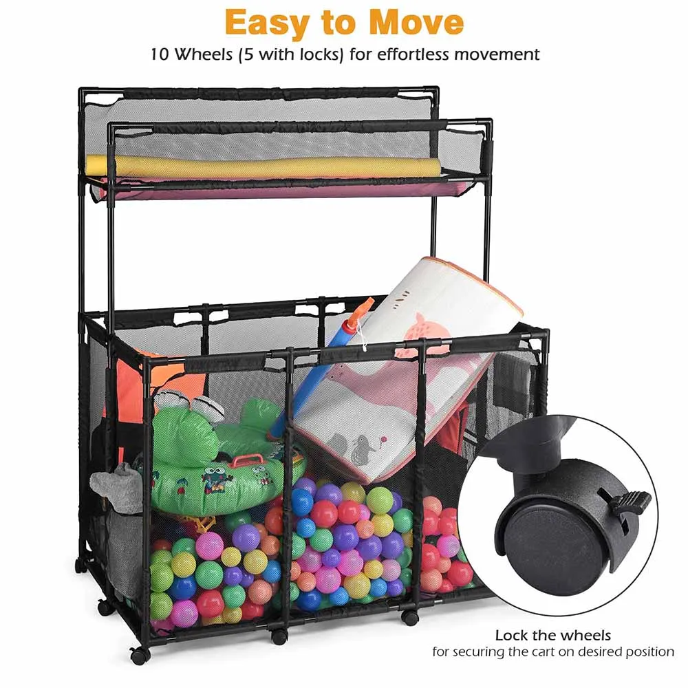TheLAShop Rolling Pool Float Storage Towel Noodles Toy Holder 50x30x61