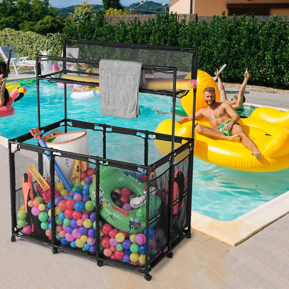 TheLAShop Rolling Pool Float Storage Towel Noodles Toy Holder 50x30x61