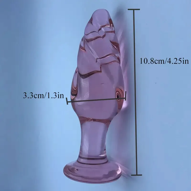 Transparent Glass Dildo Pink Anal Plug For Anal Expansion Masturbation