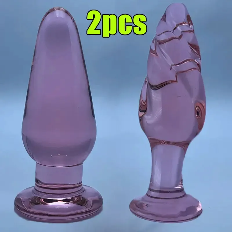 Transparent Glass Dildo Pink Anal Plug For Anal Expansion Masturbation