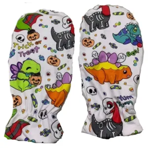 Trick or Treat Dino White Adult Mittens
