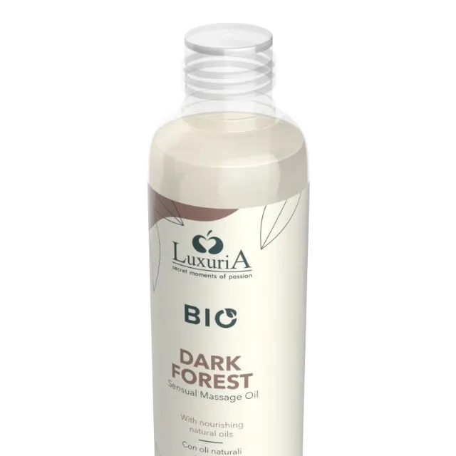 Ulei de masaj LUXURIA Bio Dark Forest. cu uleiuri naturale. fără parabeni. aromă floral și lemnoasă. 100 ml (maro)