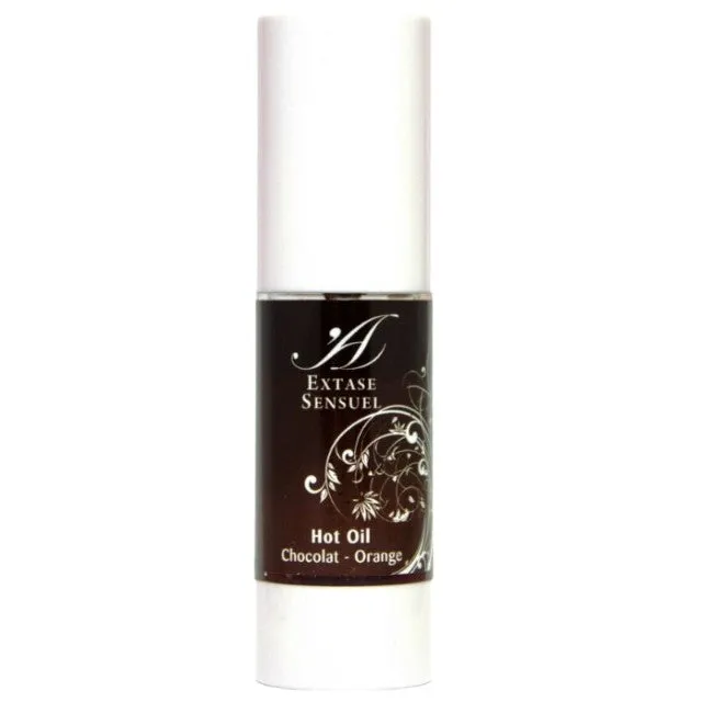 Ulei unisex EXTASE SENSUEL Hot Oil. pentru masaj. lubrifiere și stimulare. efect de încălzire. aromă de ciocolată și portocală. 30 ml