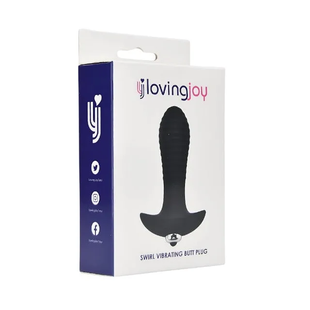 Vibrator anal LOVING JOY Swirl Vibrating Butt Plug. 7 funcții de vibrație. lungime 14.5 cm. diametru 3.5 cm. negru