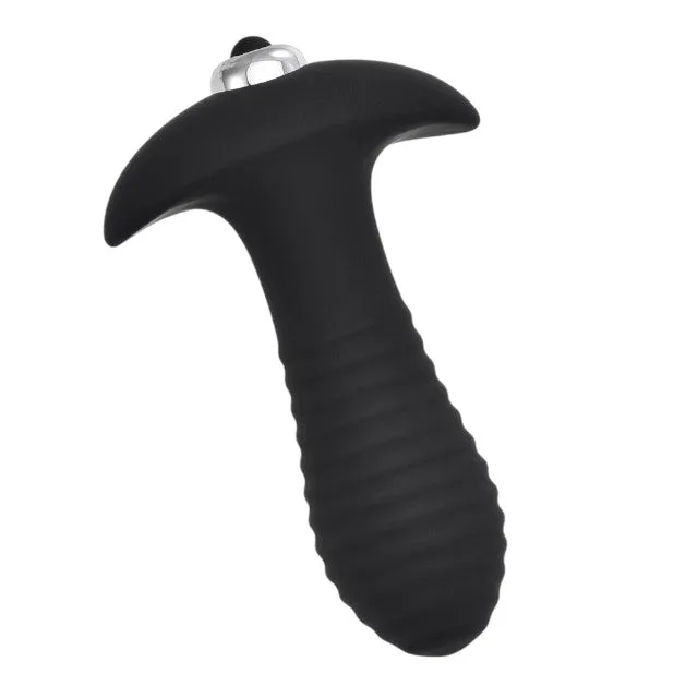 Vibrator anal LOVING JOY Swirl Vibrating Butt Plug. 7 funcții de vibrație. lungime 14.5 cm. diametru 3.5 cm. negru