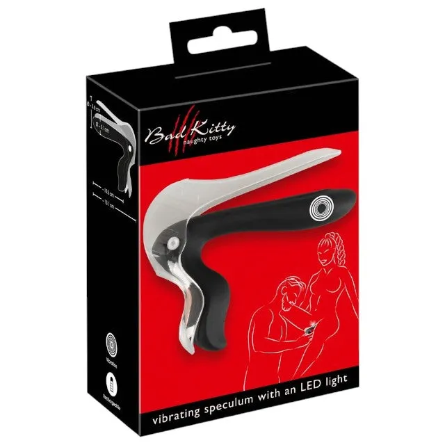 Vibrator BAD KITTY Vibrating Speculum. în formă de specul cu lumină LED. 10 funcții de vibrație. lungime 13.7 cm. negru