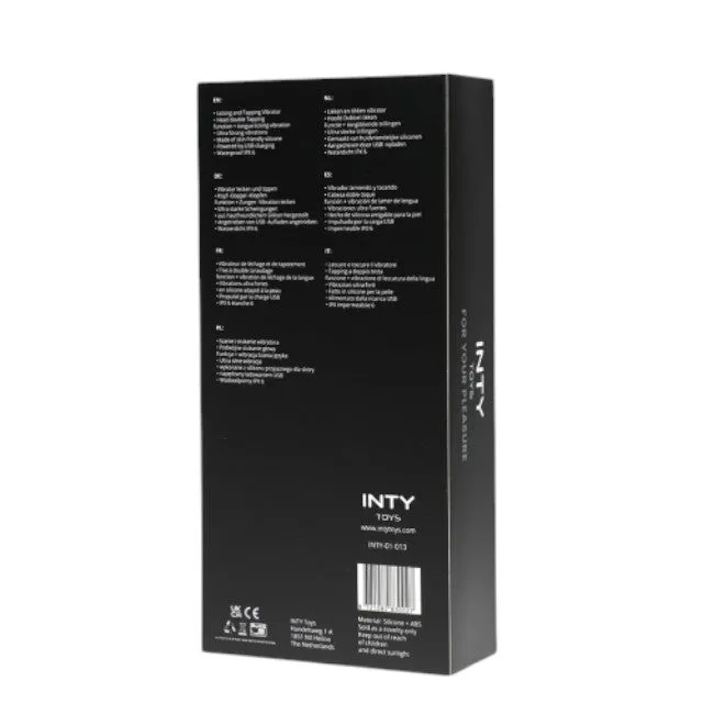 Vibrator cu stimulator INTY TOYS DICE. din silicon moale. cu funcție de simulare sex oral. rezistent la apă IPX6. negru cu roz
