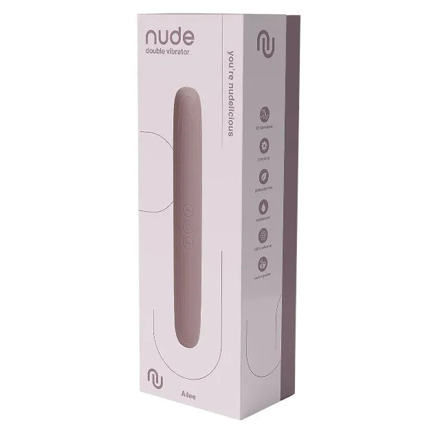 Vibrator DREAMTOYS Nude Ailee Double Vibrator. cu două capete. 10 funcții de vibrație. rezistent la apă IPX6. mov
